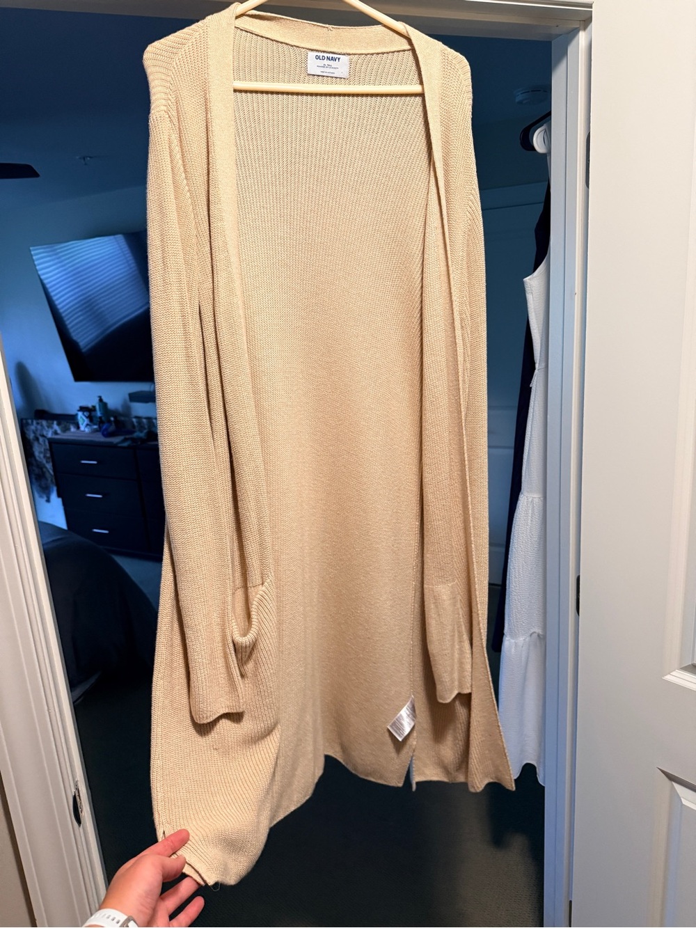 Old Navy Beige Open-Front Long Cardigan